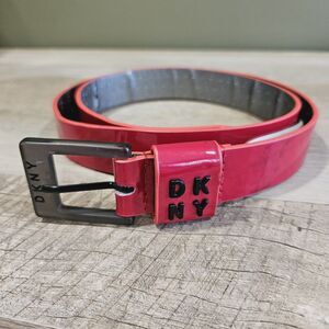 Donna Karen DKNY Red Belt Shinny Synthetic Faux Leather Red Size XL - NY1924